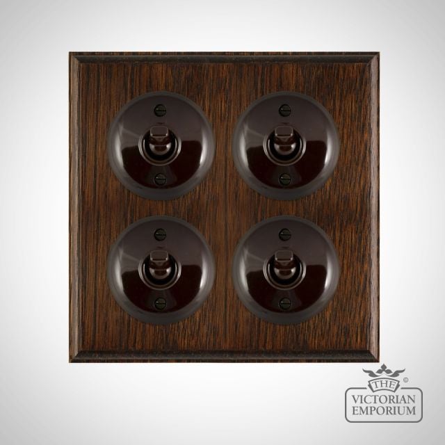 Brown Bakelite Toggle Light Switch Dark Oak X4