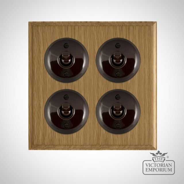 Brown Bakelite Toggle Light Switch Light Oak Base X4
