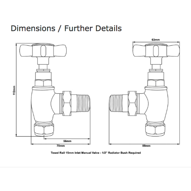 Classic heated towel rail valves The Victorian Emporium
