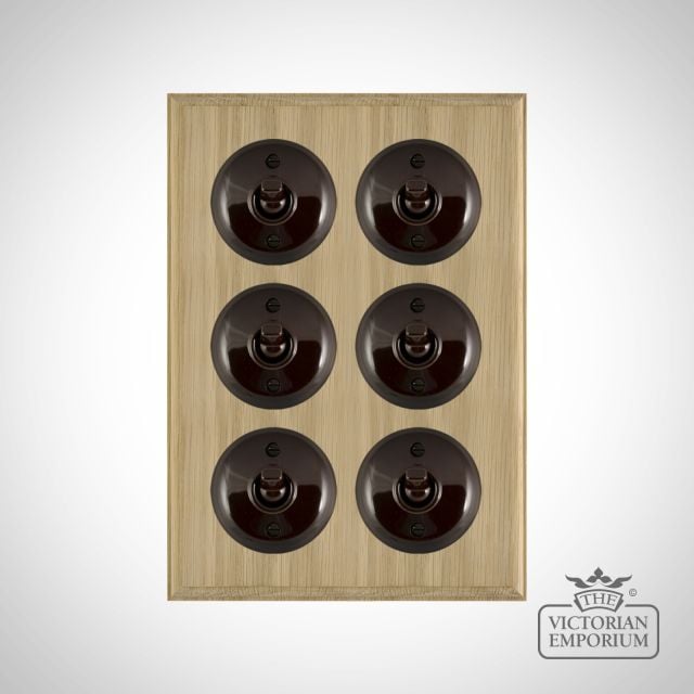 Brown Bakelite Toggle Light Switch Natural Oak X6