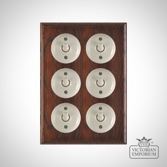 White Bakelite Toggle Light Switch Mahogany X6