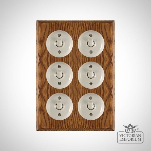 White Bakelite Toggle Light Switch Medium Oak X6 2