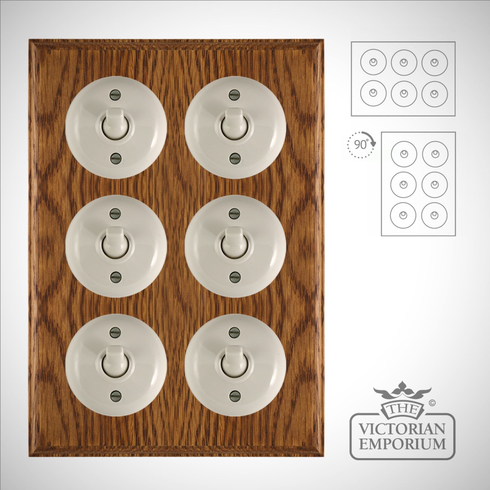 6 gang Bakelite light switch - plain white or brown