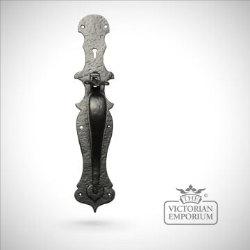 Black iron handcrafted door handle - lock or latch
