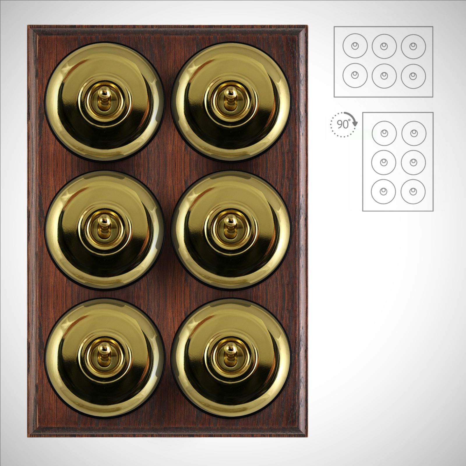 6 Gang Period Light Switch - plain in a choice of finishes