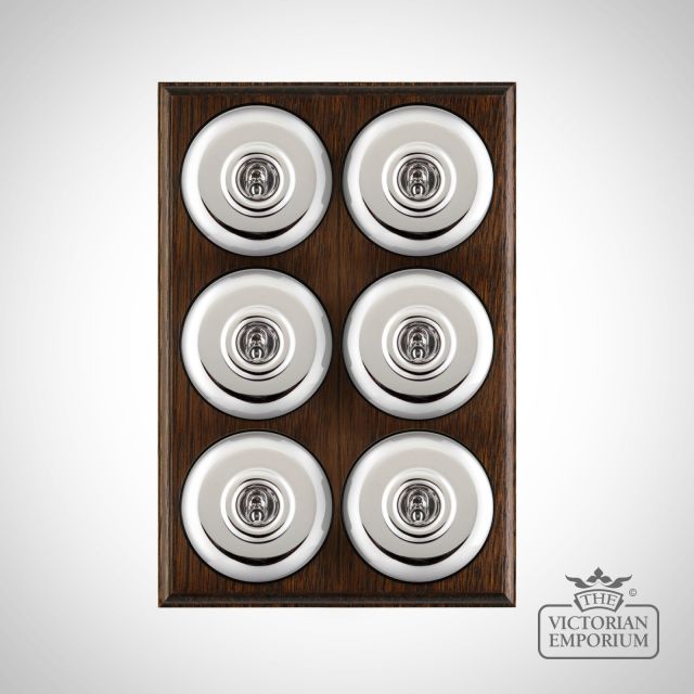 X6gang Toggle Period Light Switch Bright Chrome Black Dark Oak