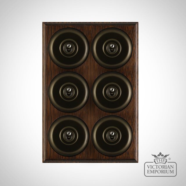 X6gang Toggle Period Light Switch Mat Bronze Black Dark Oak