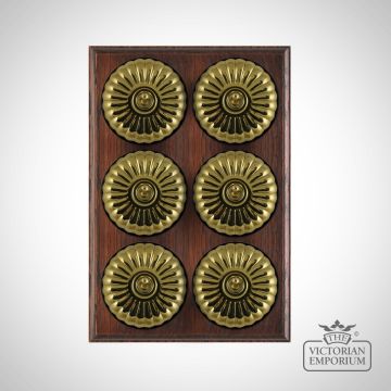 X6gang Toggle Period Light Switch Fluted Brass Black Mahogany