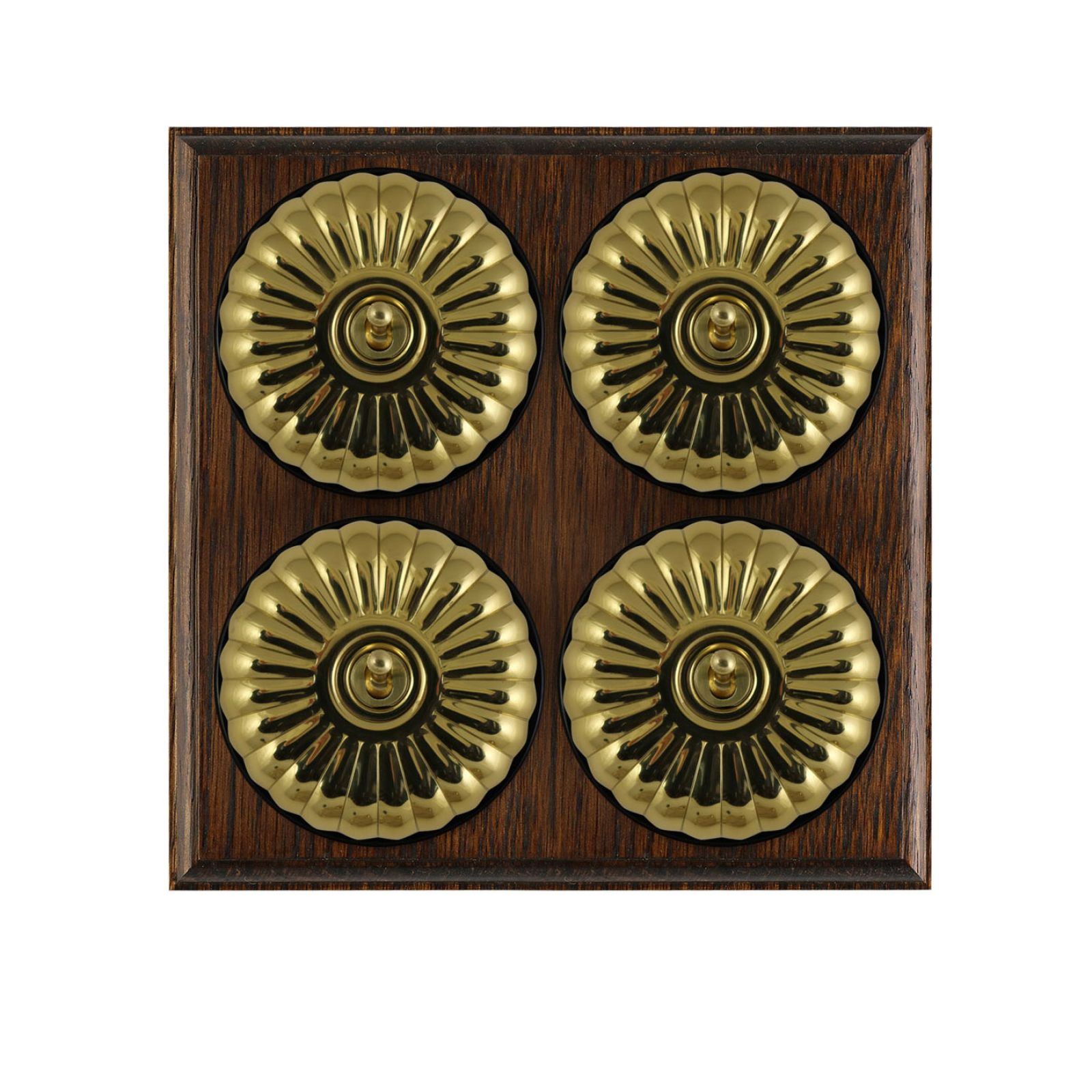 4 Gang Brass Period Light Switch - fluted in a choice of finishes