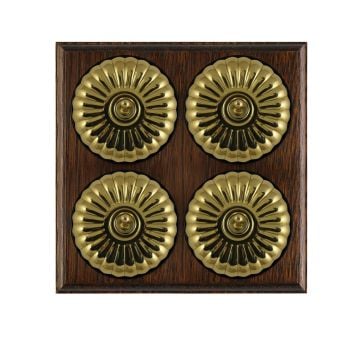 6 Gang Brass Period Light Switch - fluted in a choice of finishes