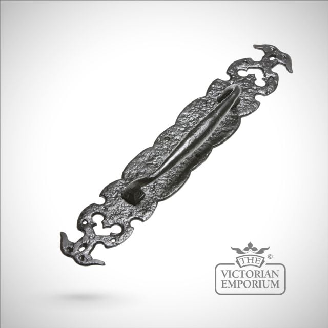 Black iron handcrafted door handle - large