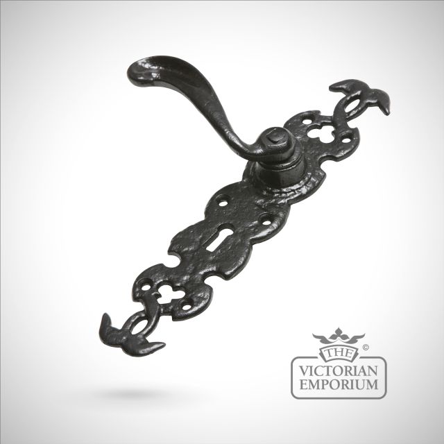 Black iron intricate design handcrafted door handle