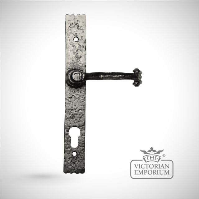 Black iron handcrafted door handle - 3 way locking
