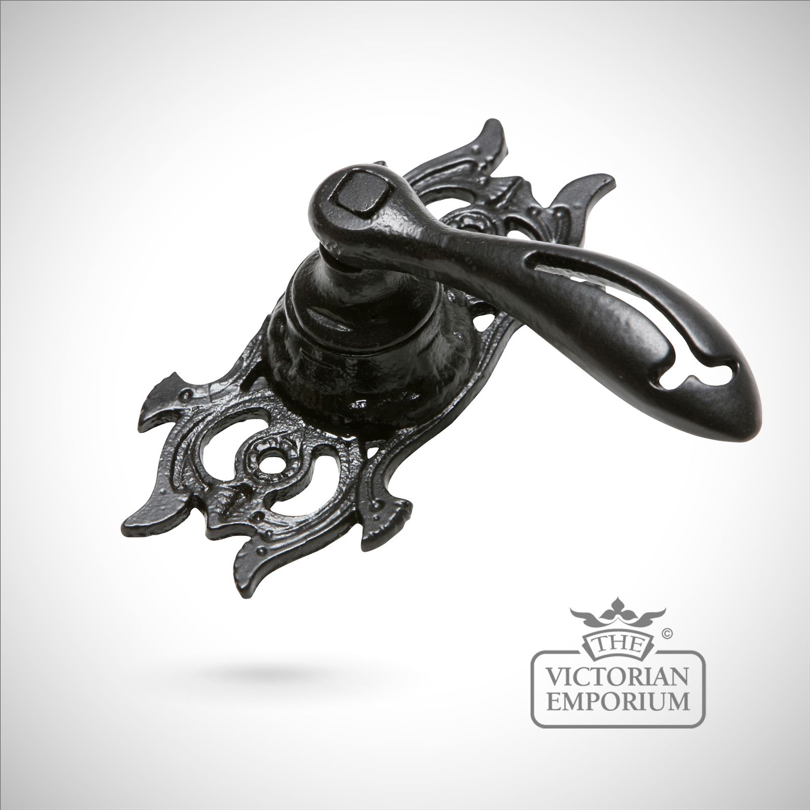 Black iron handcrafted decorative cut out lever door handle