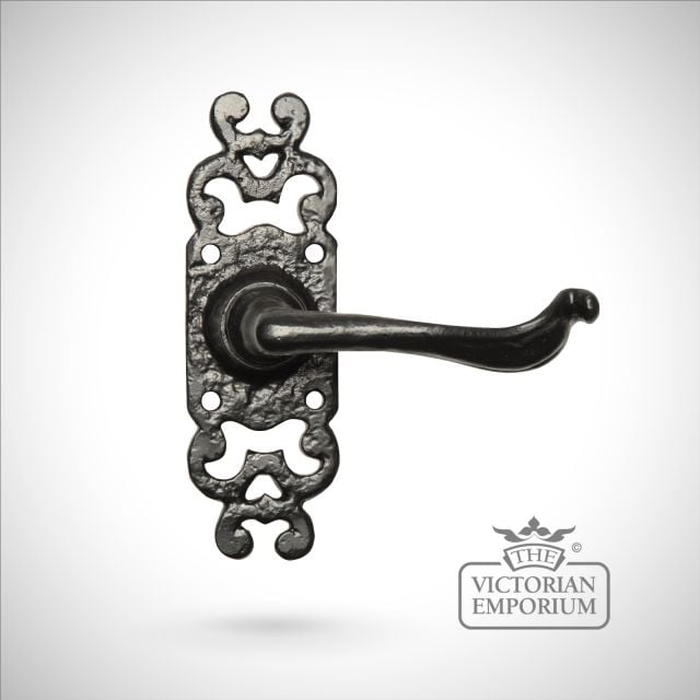 Black iron handcrafted pretty lever door handle
