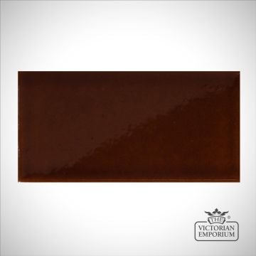 V&A Collection puddle glazed tile in Brown 152x76mm