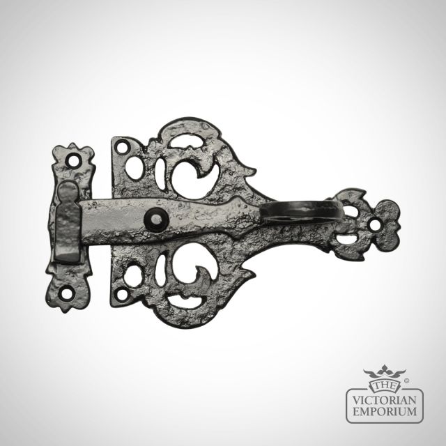 Traditional Cast Door Furniture Latches Casement Fasteners Black Hand Forged Old Classical Victorian Decorative Reclaimed Ve1027b