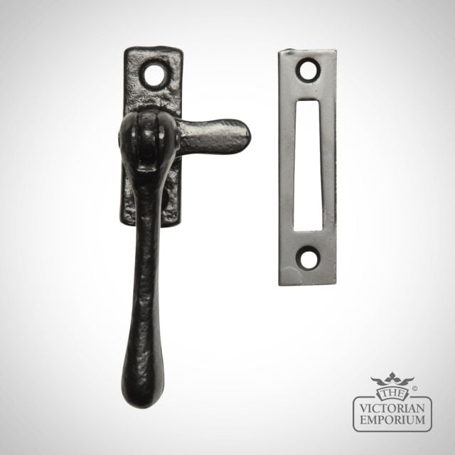Traditional Cast Door Furniture Latches Casement Fasteners Black Hand Forged Old Classical Victorian Decorative Reclaimed Ve1193b