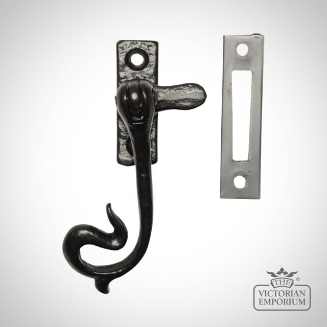 Traditional Cast Door Furniture Latches Casement Fasteners Black Hand Forged Old Classical Victorian Decorative Reclaimed Ve1182b
