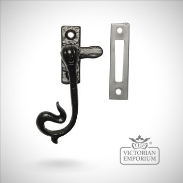 Traditional Cast Door Furniture Latches Casement Fasteners Black Hand Forged Old Classical Victorian Decorative Reclaimed Ve1182b