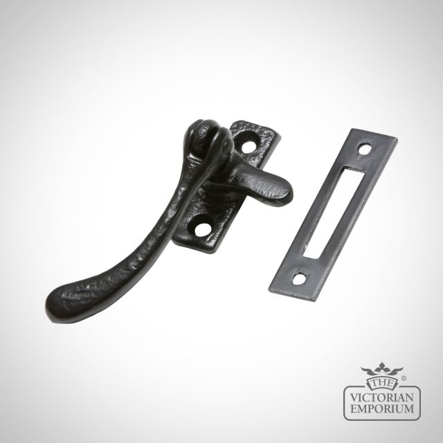 Traditional Cast Door Furniture Latches Casement Fasteners Black Hand Forged Old Classical Victorian Decorative Reclaimed Ve1177b