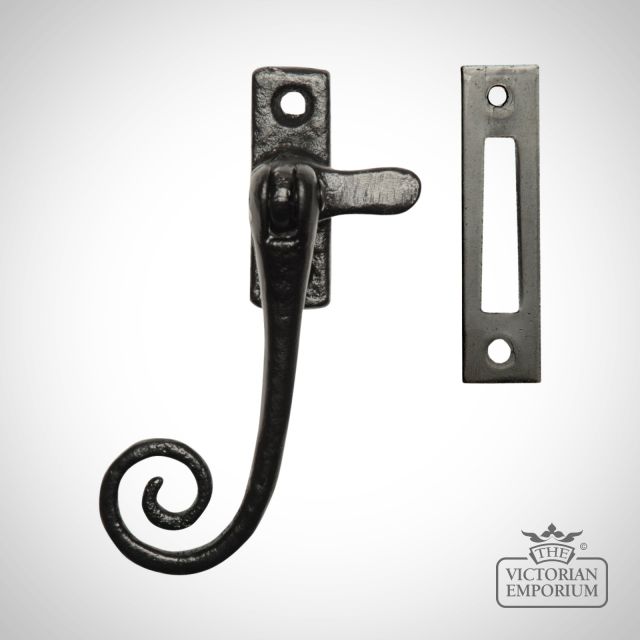 Traditional Cast Door Furniture Latches Casement Fasteners Black Hand Forged Old Classical Victorian Decorative Reclaimed Ve1181b