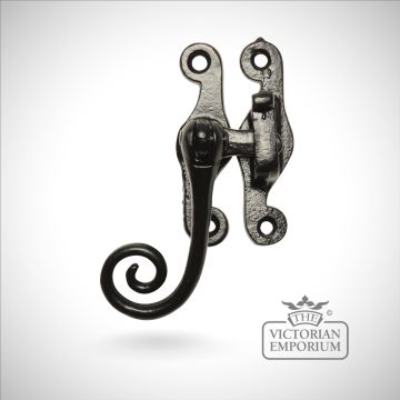 Traditional Cast Door Furniture Latches Casement Fasteners Black Hand Forged Old Classical Victorian Decorative Reclaimed Ve141b