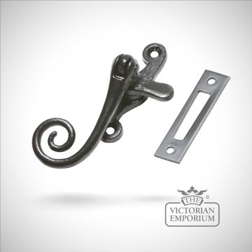 Traditional Cast Door Furniture Latches Casement Fasteners Black Hand Forged Old Classical Victorian Decorative Reclaimed Ve140