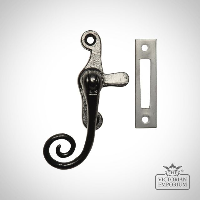 Traditional Cast Door Furniture Latches Casement Fasteners Black Hand Forged Old Classical Victorian Decorative Reclaimed Ve140b