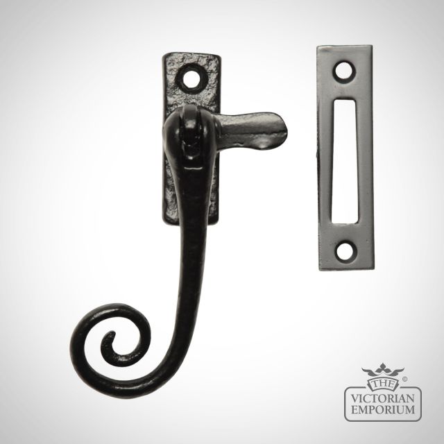 Traditional Cast Door Furniture Latches Casement Fasteners Black Hand Forged Old Classical Victorian Decorative Reclaimed Ve1176b