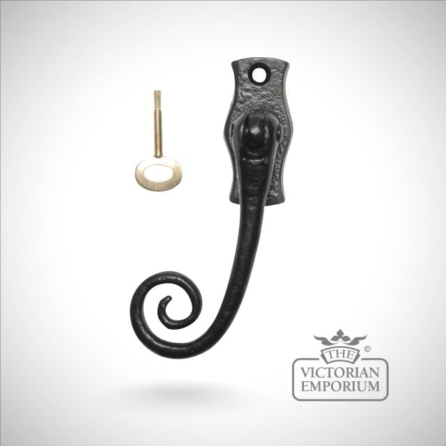 Black iron lockable fastener with monkey tail - Style 1