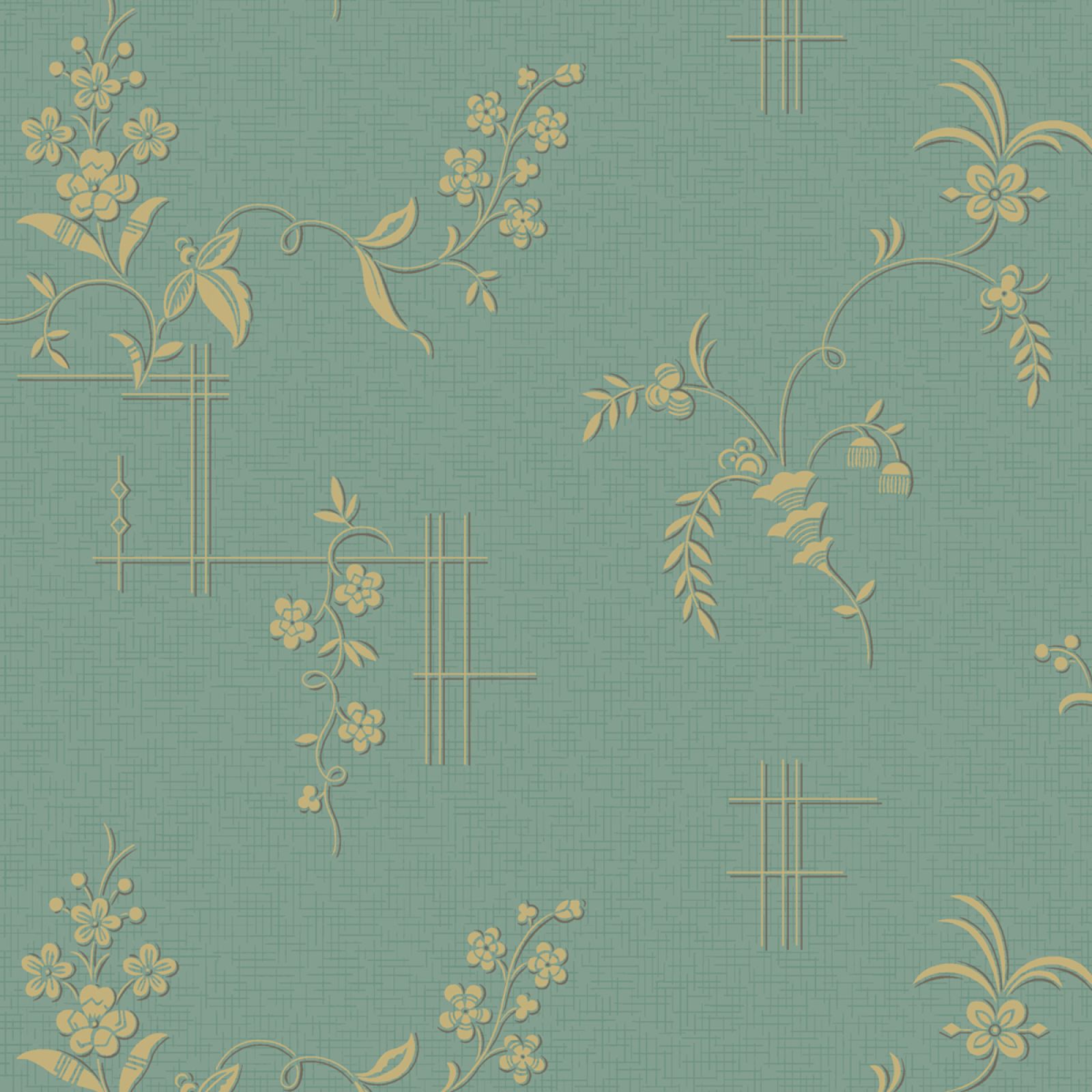 Two tone bamboo trellis and flower wallpaper - four colourways
