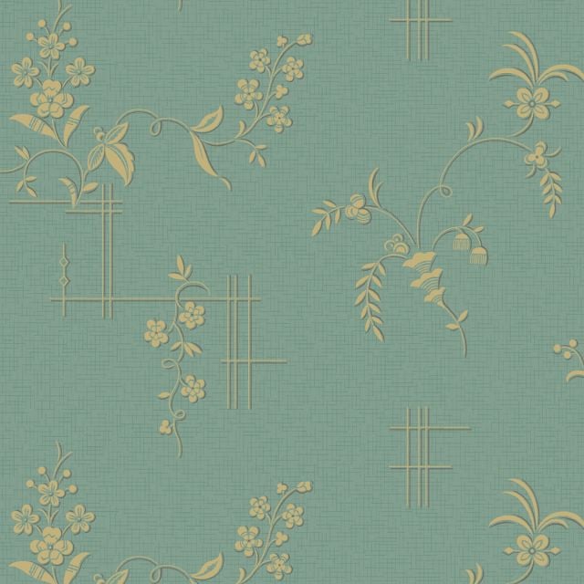 Two tone bamboo trellis and flower wallpaper - four colourways