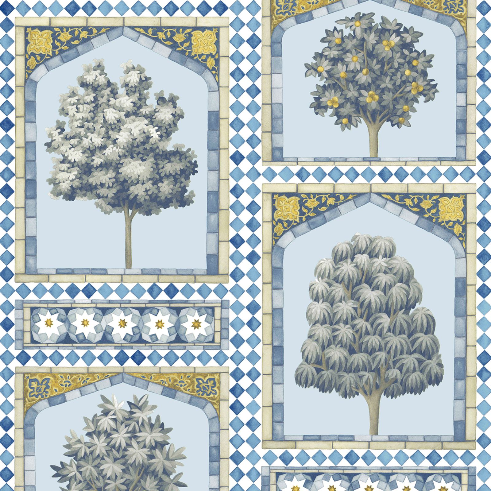 Sultans palace wallpaper in a choice of three colourways