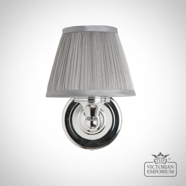 Classic Simple Bathroom Light With Chrome Base & Silver Chiffon Shade