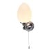 Edwardian Single Glass Elliptical Globe With Pull Cord Chrome Base Bathroom Ip44 Wall Light Sconce T52