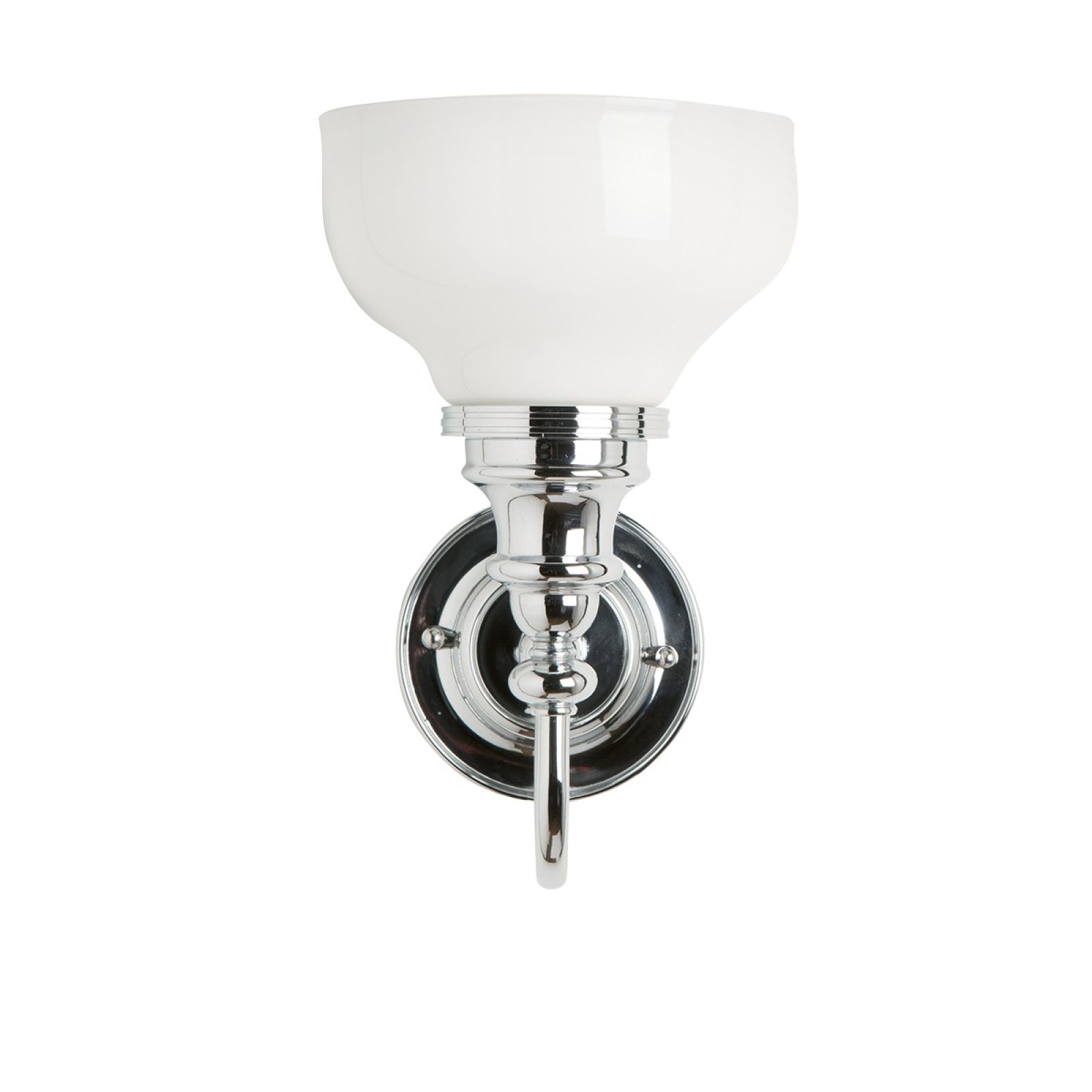 Frosted cup light with chrome finial base
