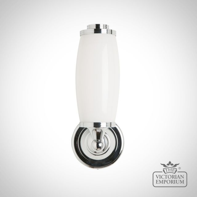 Frosted Tube Bathroom Light With Simple Chrome Base