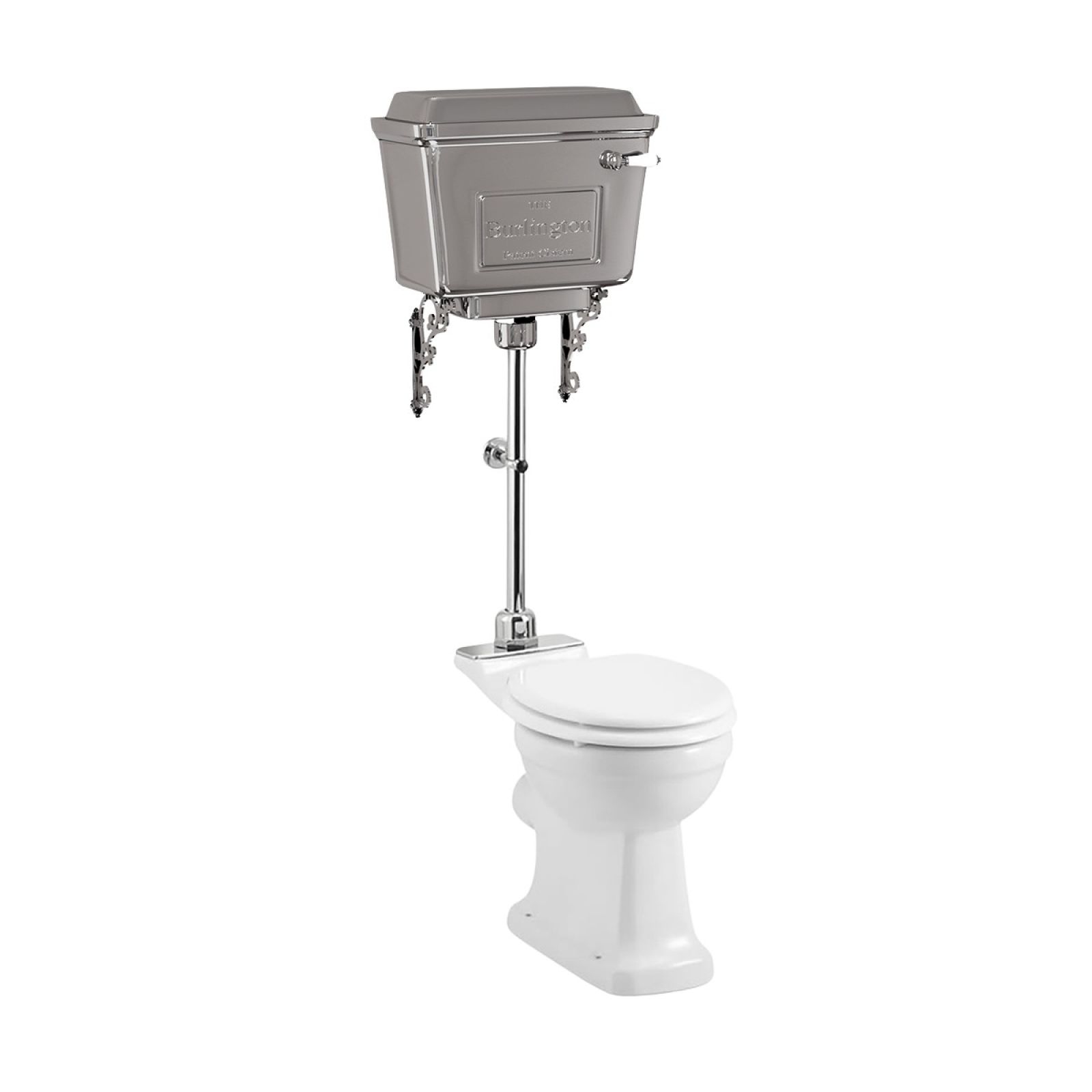 Chrome retro metal cistern Medium Level WC Suite