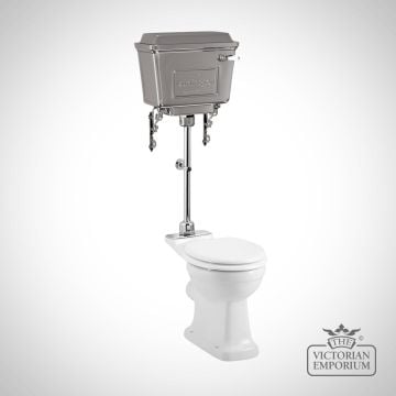 Chrome retro metal cistern Medium Level WC Suite Toilet
