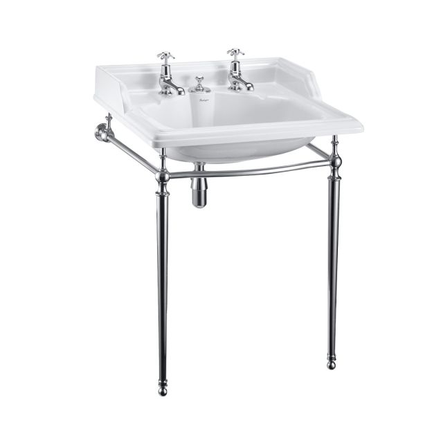 Classic 65cm Basin with invisible overflow in plain chrome basin stand