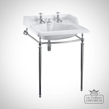 Classic 65cm Basin with invisible overflow in plain chrome basin stand