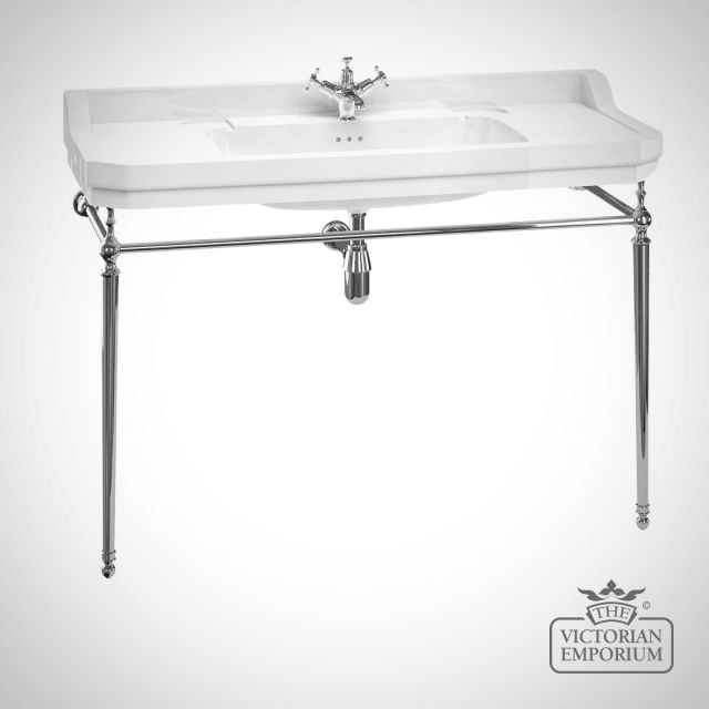 Wide Edwardian Basin on plain chrome washstand