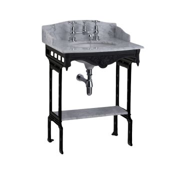 Wash Stand Georgian Cast Aluminium Marble Top Basin With With Black Shelf With Back And Side Splash T48 Sarah