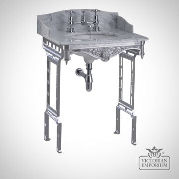 Wash Stand Georgian Cast Aluminium Marble Top Basin With With Brushed Back And Side Splash T38 Sarah