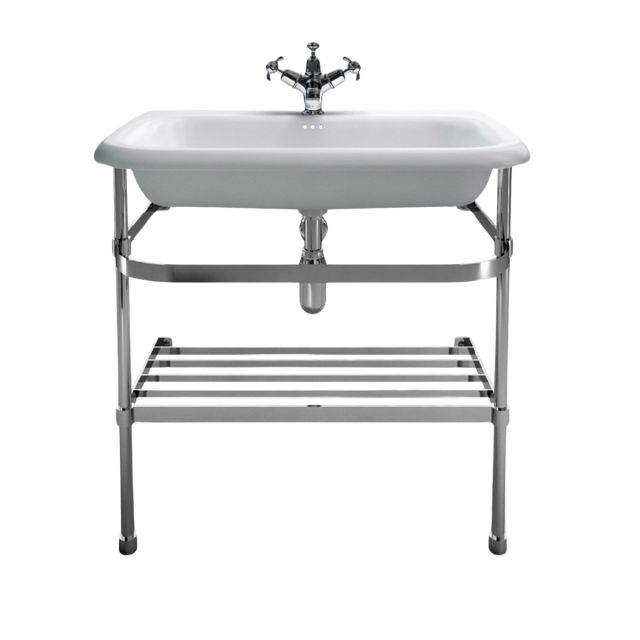 Roll top basin with stainless steel stand in a choice of sizes