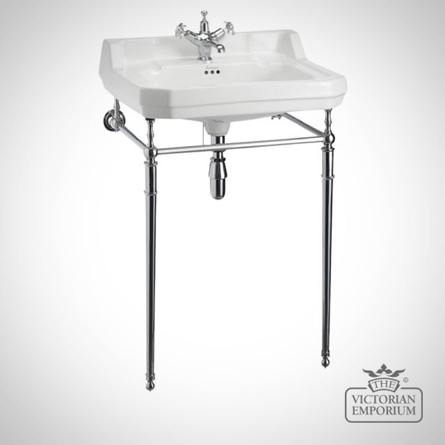 Edwardian Classic 56cm Basin on plain chrome stand