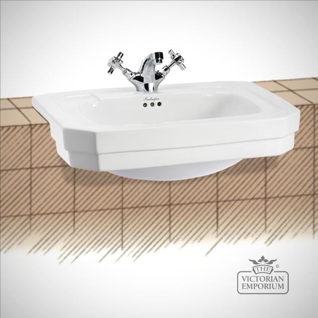 Furniture Basin Semi Recessed 58cm 1 Tap Hole B121th