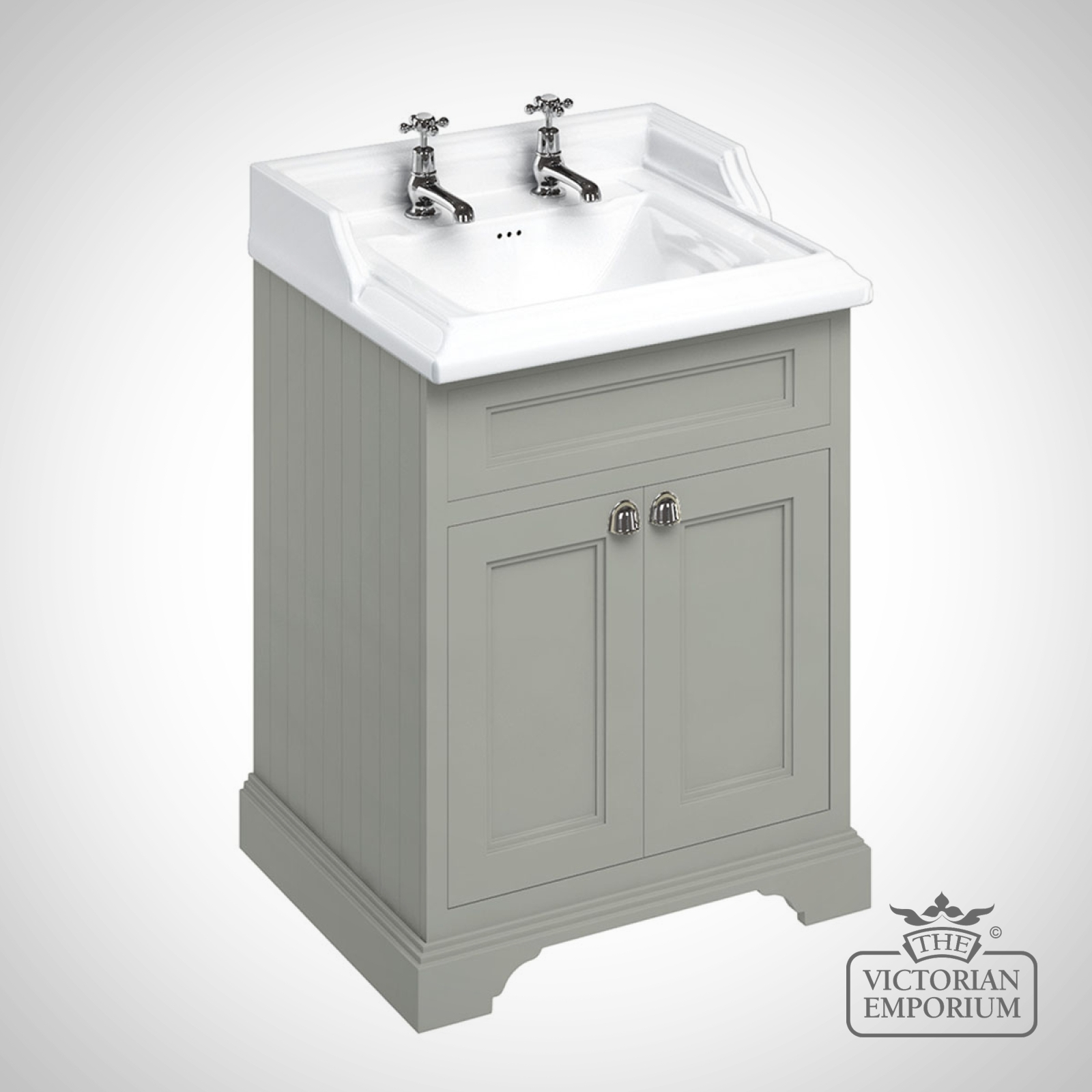 Freestanding 65cm wide Vanity Unit with double doors and classic basin