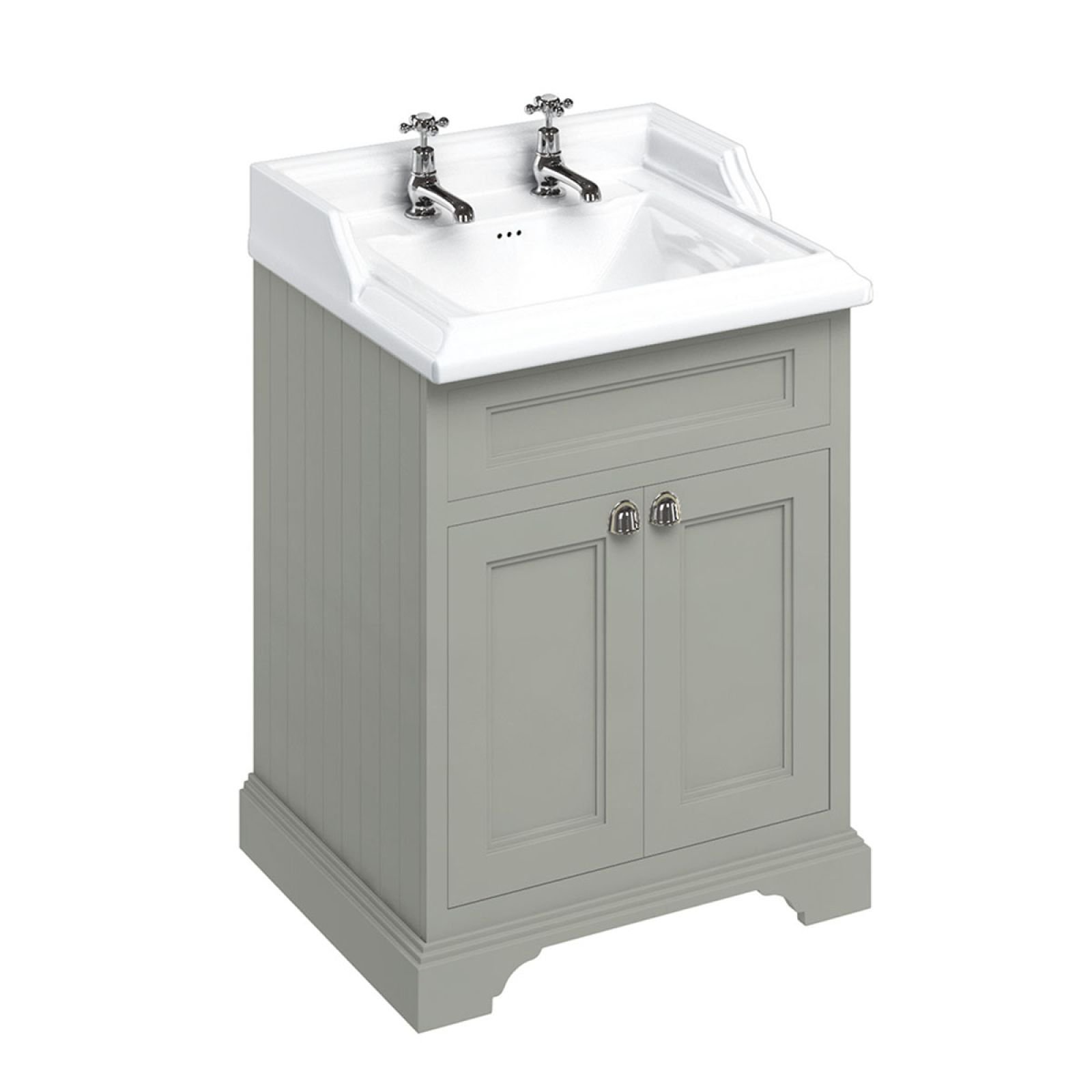 Freestanding 65cm wide Vanity Unit with double doors and classic basin